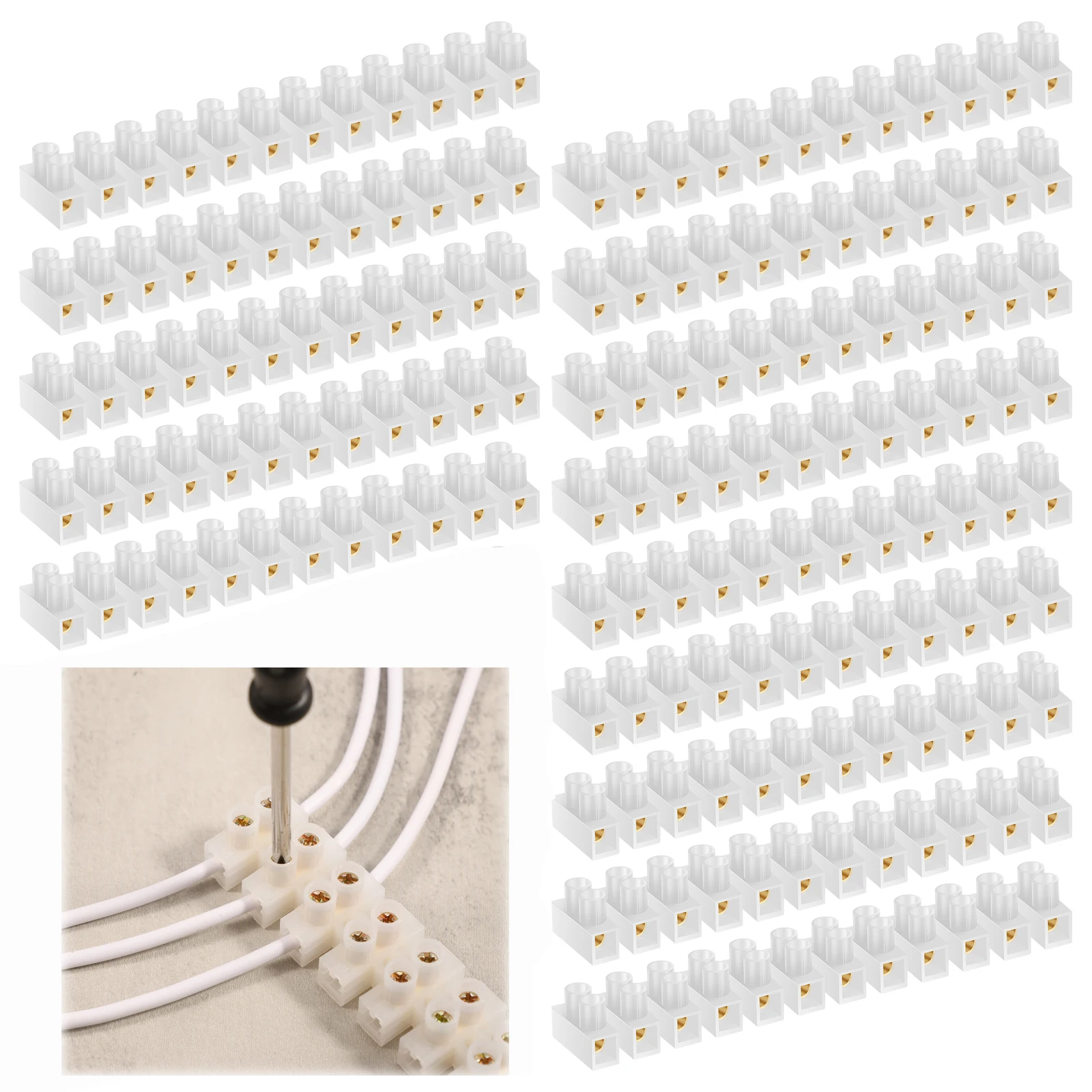 

18PCS Terminal Block 12-Position Dual Row Strip 10 Amp 380 Volt Screw Terminal Connector Electrical Barrier Wire Connector Block