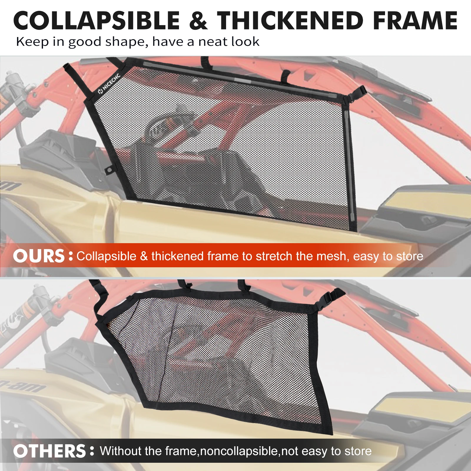 NICECNC UTV Neues Fensternetz 2 Stück für Can-Am Maverick X3 R 4x4 XRS Max RR DS Turbo DPS 2017 2018 2019 2020 2021 2022 Zubehör – Detail 4