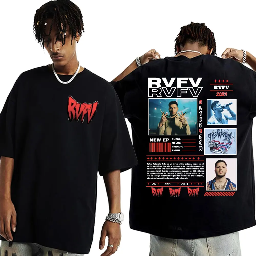 

2025-26 Summer Hot Sale RVFV Eltiburón Tour Graphics Rapper T-Shirt High Quality Casual Men's and Women's Vintage Cotton Top