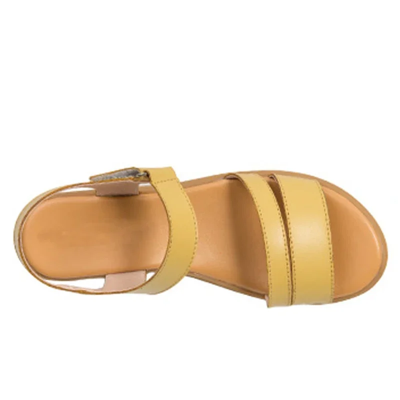 YAERNI Genuine Leather Women Flats Beach sandals shoes ladies Platform Sneakers Flip Flop shoe summer Fashion Mid Heel footwear