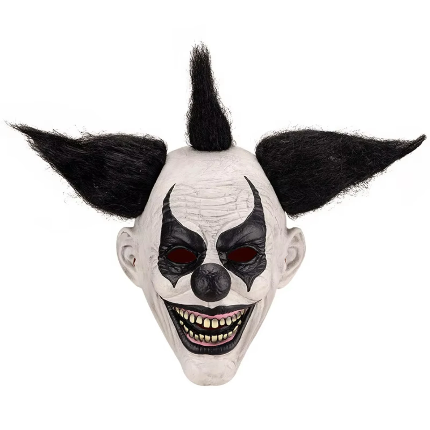 Creative Performance Halloween Mask Ghoul Band Ghost B.C Style Latex Headgear White face with black hair for Parties Captain hat