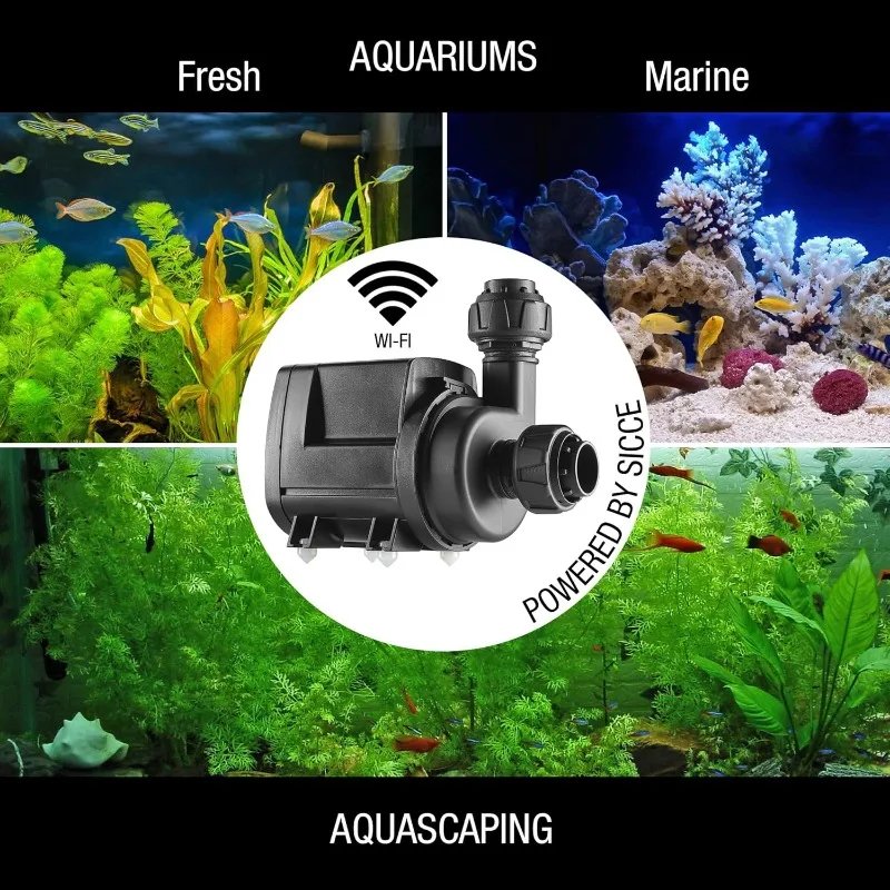 Water Pump 800-1900 gph WIFI Apex Controllable Aquarium DC Return with Controller | Quiet, Submersible or External