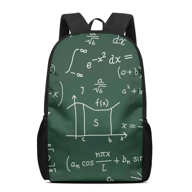 Mochila con patrón de matemáticas para niños y niñas, Bolsa Escolar ligera para libros, bolsa para portátil, mochila informal diaria para adolescentes