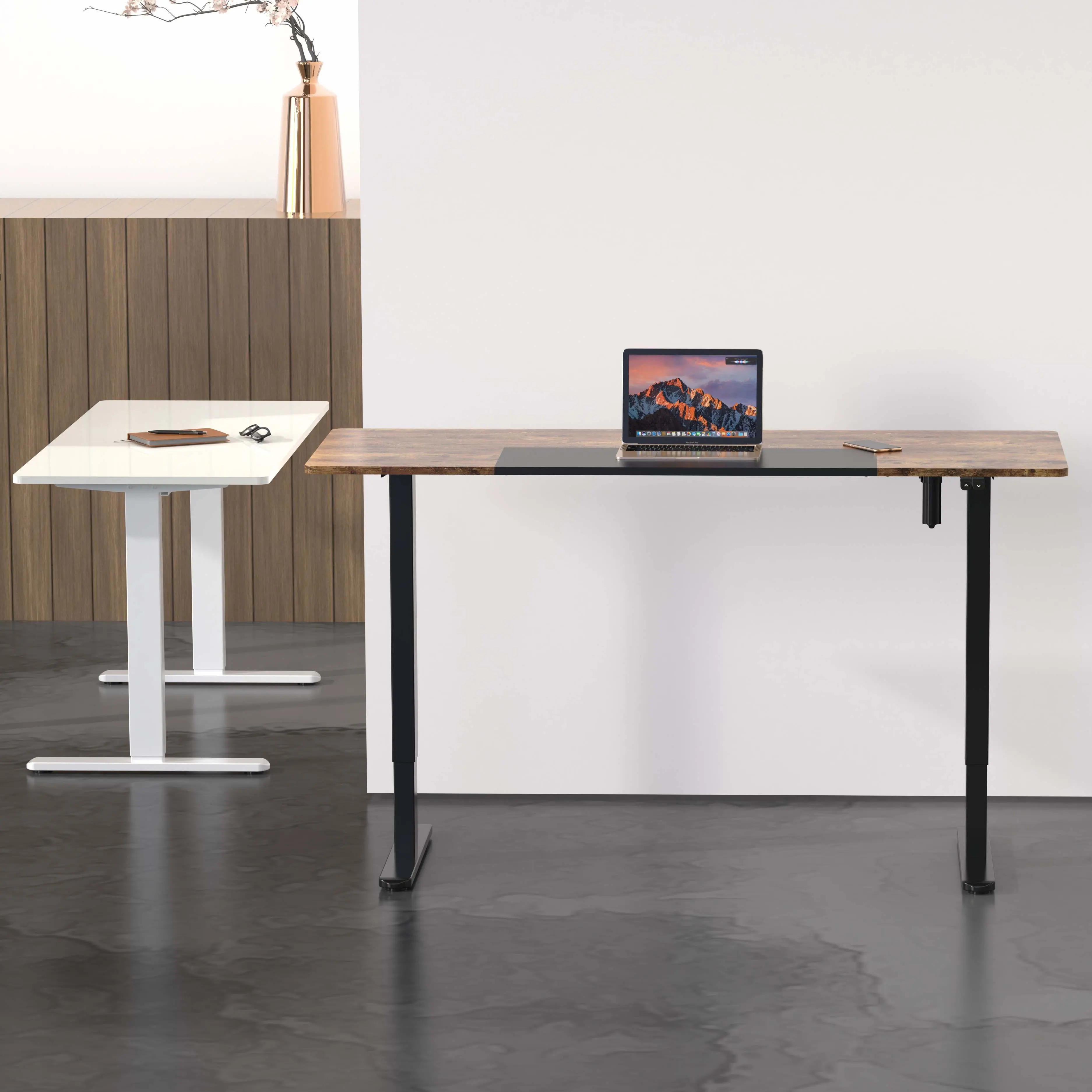 Height Adjustable Ergonomic Standing Desk Frame Modern Single Motor  Iron Plastic Rectangular Column Load Capacity
