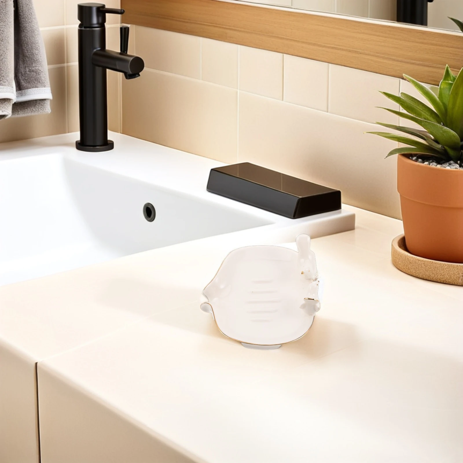 

High Quality Ceramic Soap Dish Holder Elegant Design for Bathroom Accessories Modern Minimalist Style Soap Tray