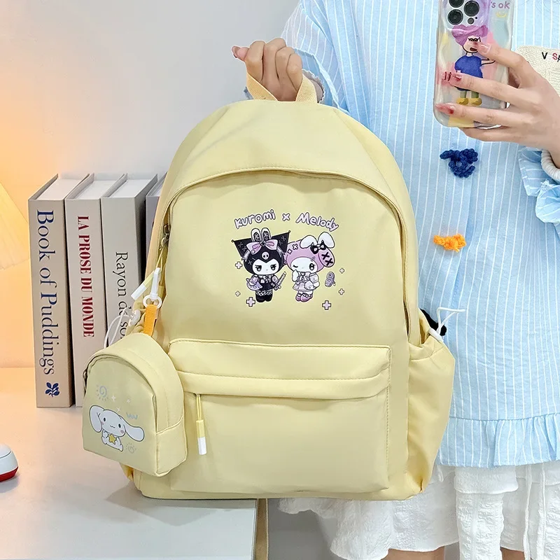 Sanrio Kuromi Bolsa de escola bonito estudante Redução de encargos, Melody Cartoon, mochila casual impressa, grande capacidade