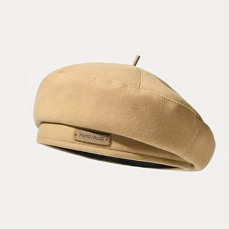 Maillard-Stil Französische Baskenmützen für Damen Beige Baskenmütze Einfarbige Baumwoll-Baskenmütze für Frauen Mädchen Damen – Detail 6