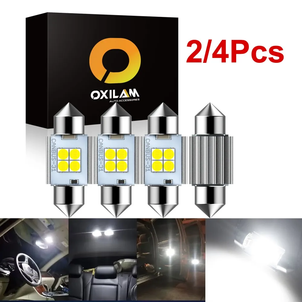 2/4 Stücke C5W 31mm Girlande LED Canbus 36mm 41mm LED-Birne 12V 3030SMD Auto Innen Leselicht Kennzeichenleuchten 6000K Weiß