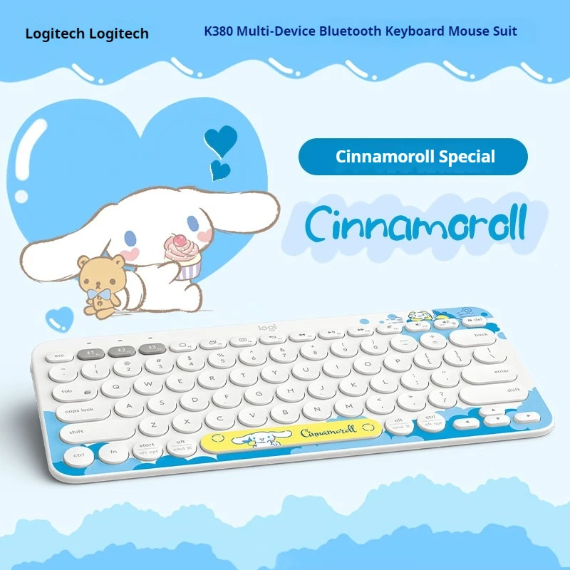 Imagem -03 - Sanrio Cinnamoroll sem Fio Teclado e Mouse Grupo Combos Bluetooth Portáteis Computador Portátil Logitech-k380