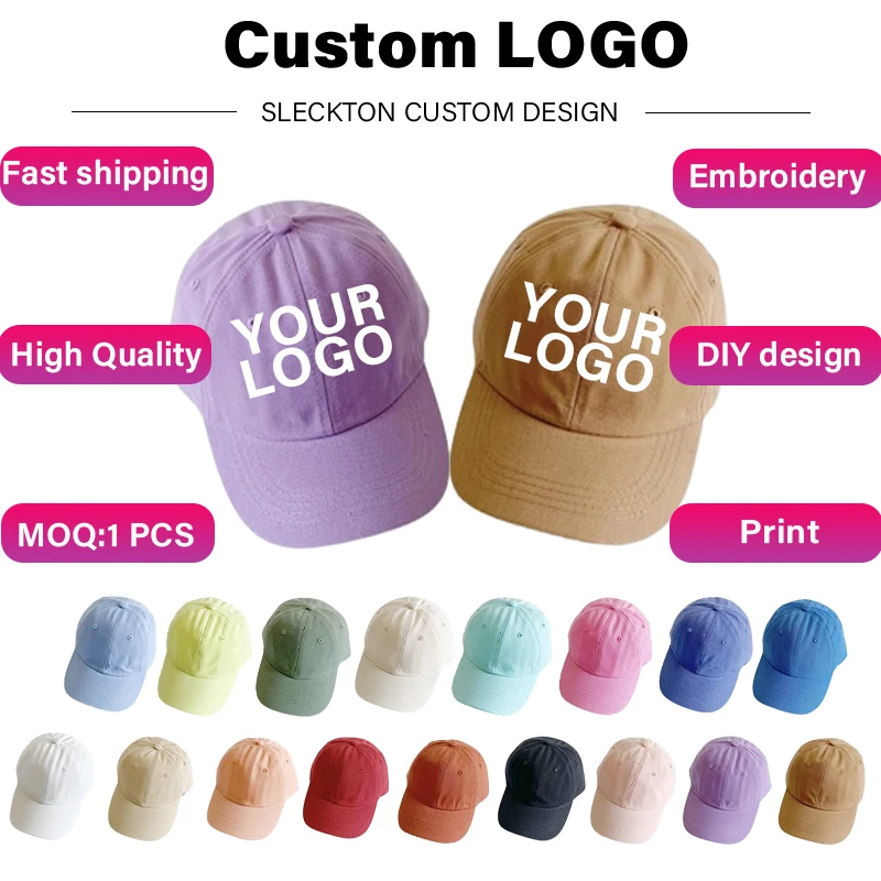 SLECKTON  Custom Logo Baseball Cap for Kids Letter Embroidery DIY Brand Graph Design Summer Hat Children Cap Unisex Wholesale