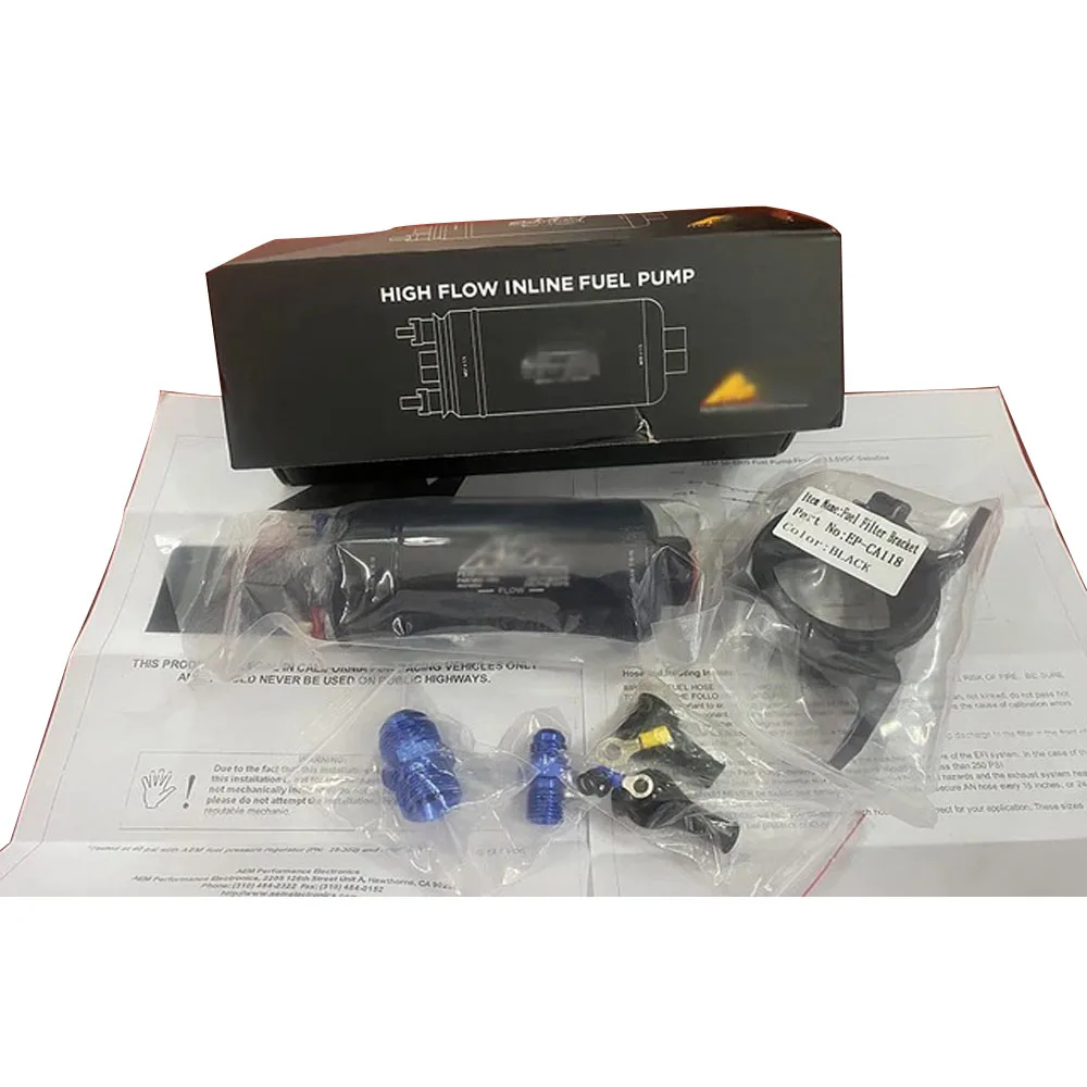 Kit de bomba de combustible en línea de alta presión, 50-1005 400LPH, E85, Compatible con Bosch 0580254044 + 60MM, soporte de filtro de combustible + pegatina AEM