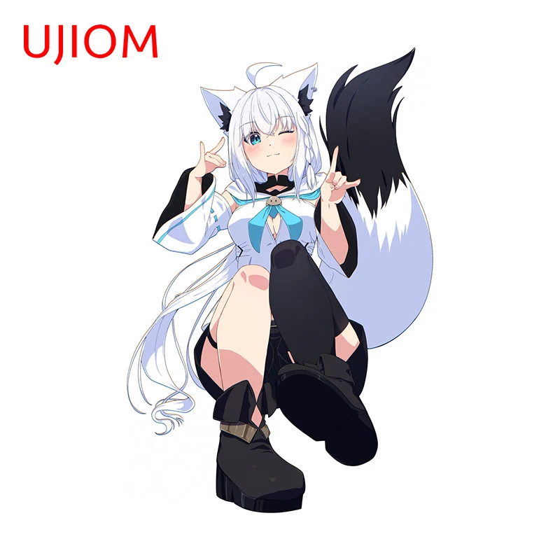 UJIOM Kawaii Hololive Shirakami Fubuki Wall Sticker Pretty Fox Tail Artistic Attractive Decal Kitchen Cupboard Decoration