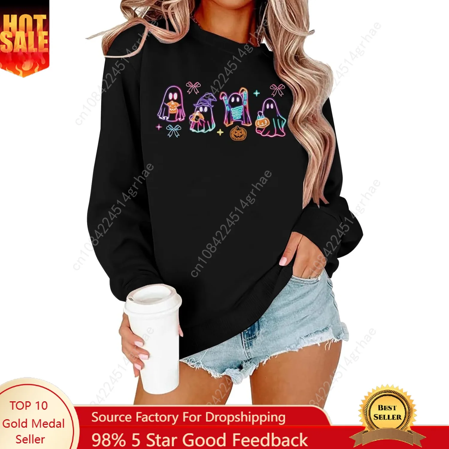 

MNLYBABY Halloween Ghost Sweatshirts for Women Halloween Sweatshirt Spooky Ghost Graphic Long Sleeve Pullover