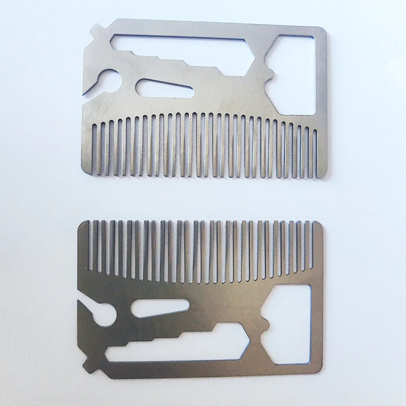 New Creative Stainless Steel Beard Comb Men Beard Comb Credit Card Size Portable Hairdressing Comb Beard Straightener