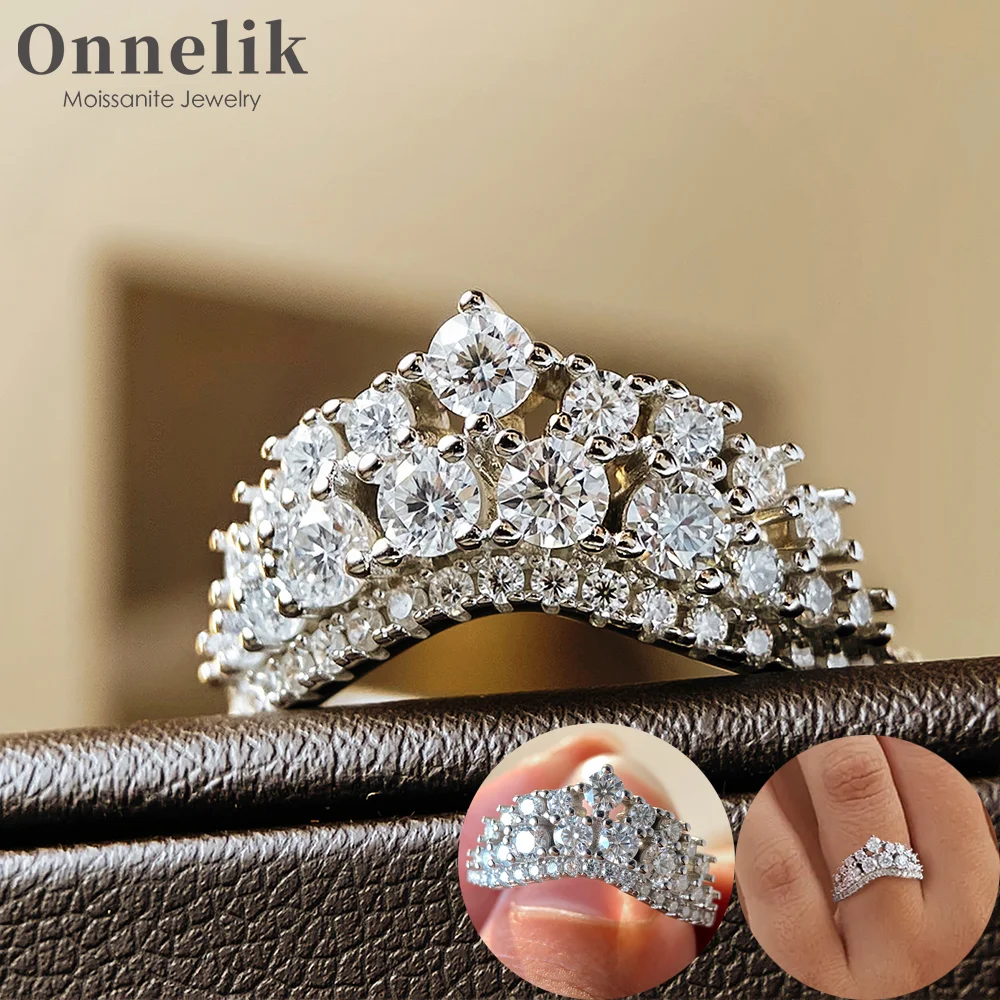 

Can Pass Diamond Test Full D VVS1 Moissanite Crown Ring 100% S925 Sterling Silver for Woman Wedding Engagement Fine Jewelry Gift