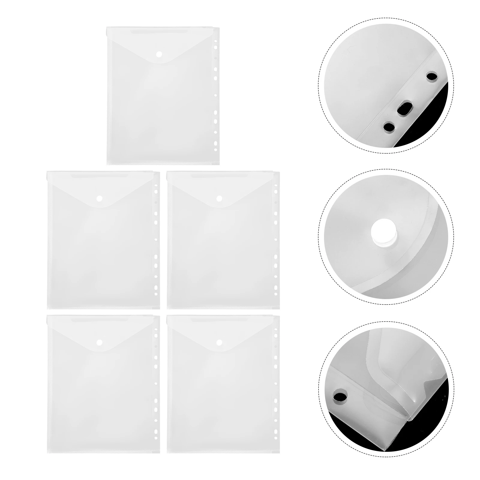 

5pcs A4 11-Hole Photo Bags File Storage Bags With Buckle Lightweight Document Protectors For Papers Photos