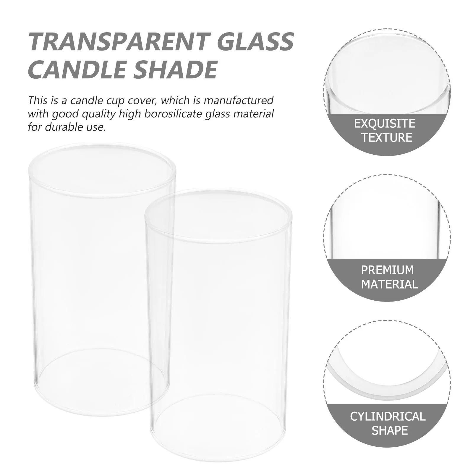 

4Pcs High Borosilicate Glass Covers Simple Transparent Windproof Cylinder Shade Decor Cover Glass Cover Adornment