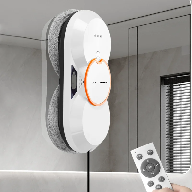 Robotic Window Cleaner Washing Windows Robot with Spray ,Two Water Tank,Spin Mop,5600Pa,Remote control, Home Robot Washer Glass