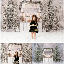 Winter Christmas Photo Background North Pole Cookie Co Photography Backdrop Sparkling Xtmas Tree Cake Smash Photo Studio Props