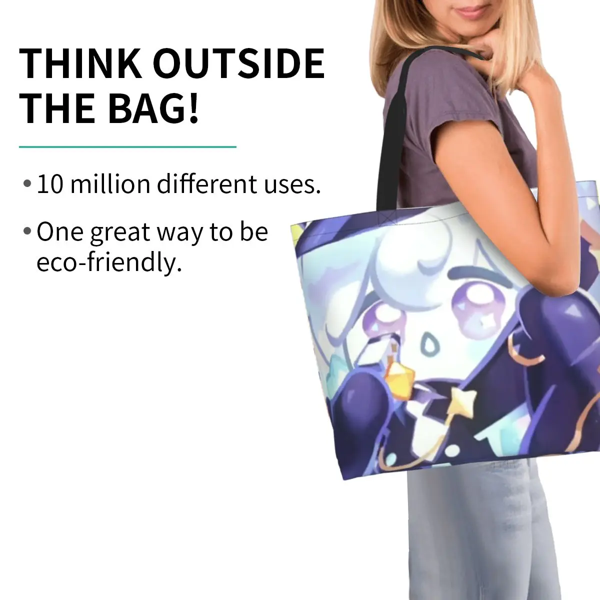 Milky Way Cookie Run Kingdom Game Shopping Tote Bag Canvas Large Capacity Shoulder Bags Shopper Grocery Handbag for Women