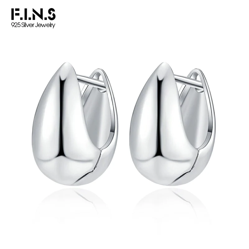 F.I.N.S Original Design Pure 925 Sterling Silver Hoop Earrings Arc-Shaped Geometric Ear Piercing Fine Jewelry Pendientes Plata