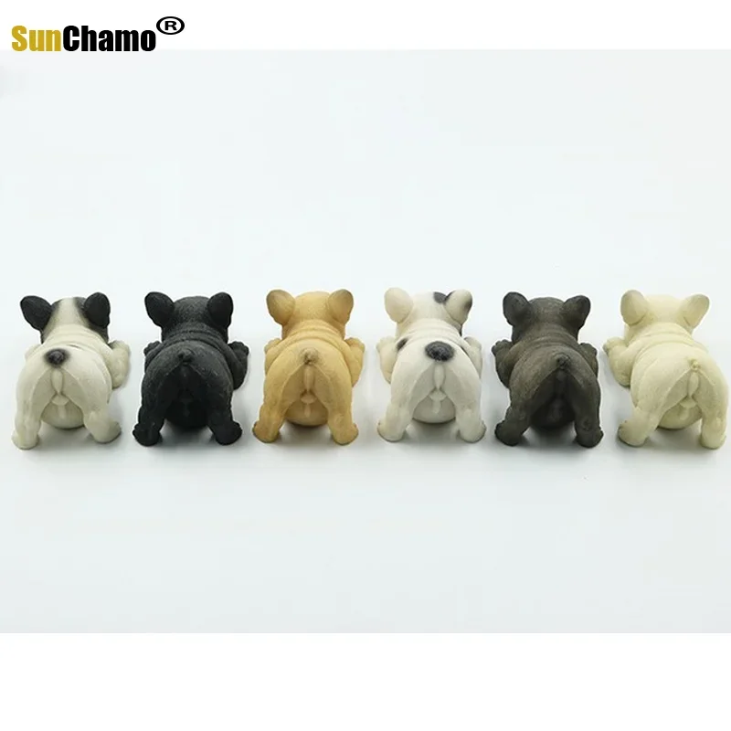 Fashion French Bulldog Model Frolic Small Fighting Simulation Animal Dog Cute Cow Car Pose Figurines Miniatures Decoration Craft