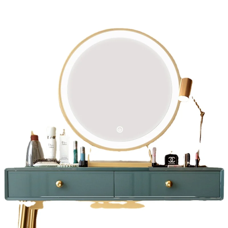 

Nodic Led Mirror Vanity Decoration Round Light Makeup Smart Bath Design Desk Round Mirror Flexible Spiegel Aesthetic Room Decor