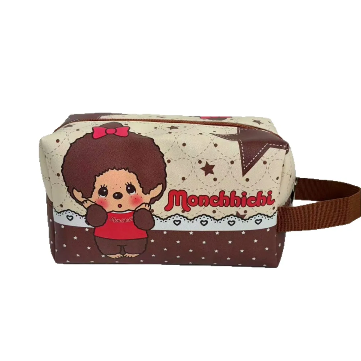 Monchichi square hand-held makeup bag double-sided printed crossbody bag girl cute portable crossbody bag view 6
