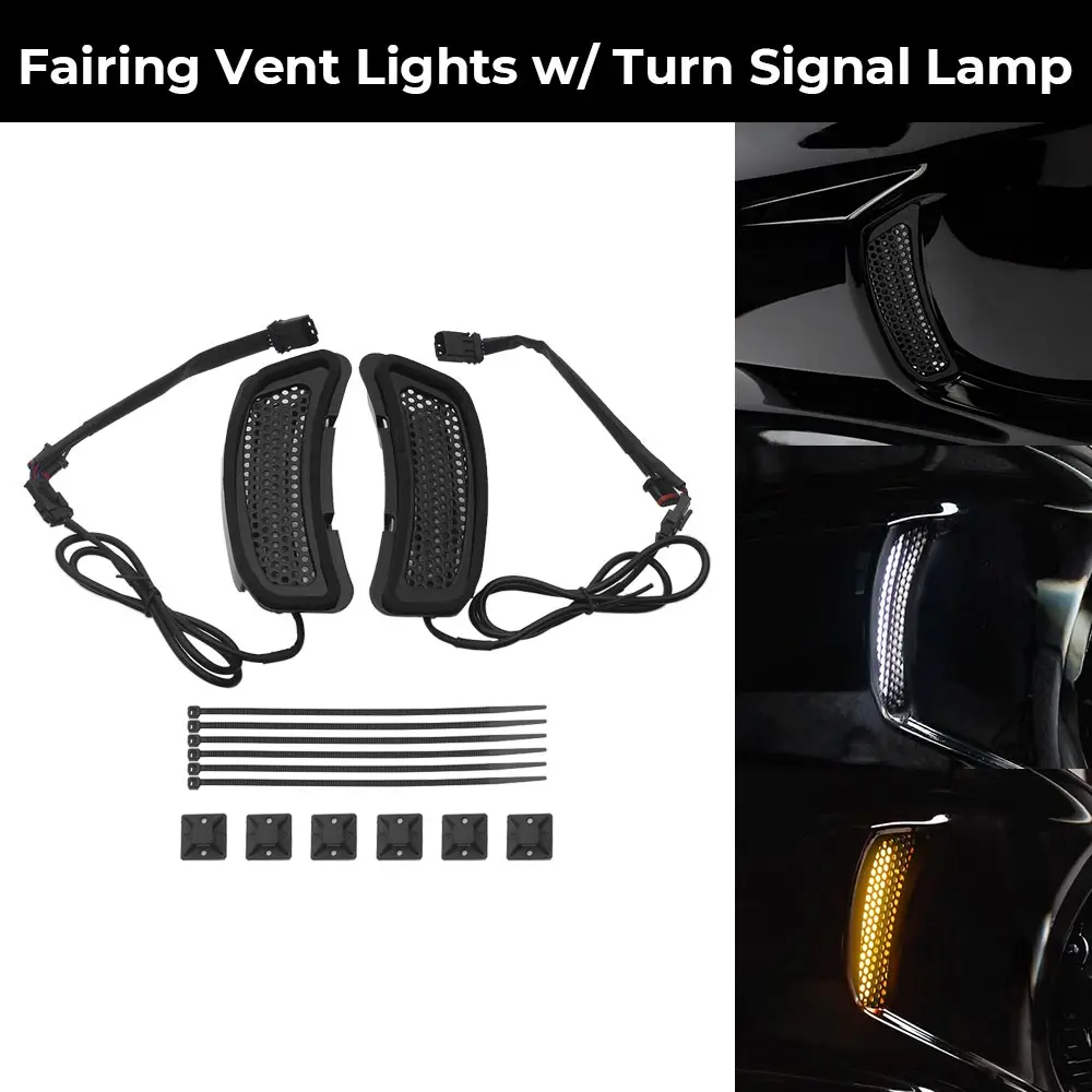 

Motorcycle Front Fairing LED Turn Signal & DRL Vent Inserts 1 Pair Accessories For Harley Softail Low Rider ST FXLRST 2022-2026