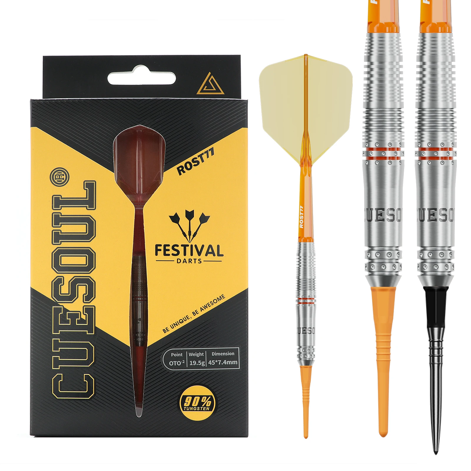CUESOUL ‘FIESTA’OTO Point 90% Tungsten Dart Set-19/19.5/20g