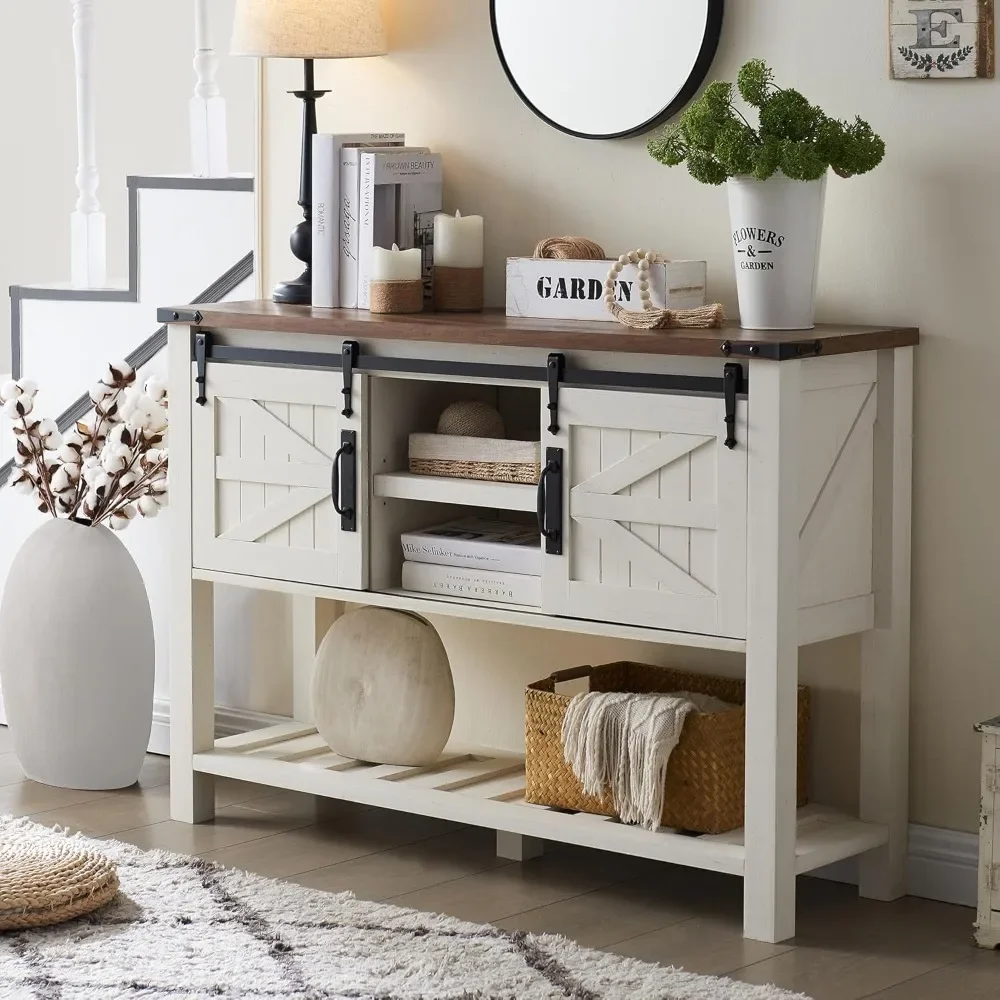 Entryway Table with Sliding Barn Doors, 46