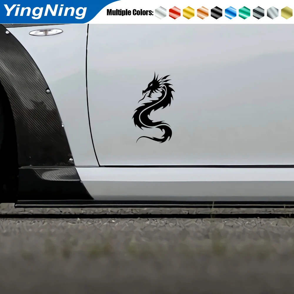 2Pcs Chinese Dragon Car Decals Left & Right Mirror Symmetrical Vinyl Sticker 3D Laser Reflective Auto Styling for Door Window
