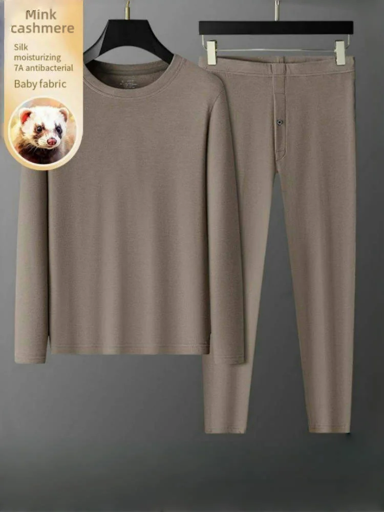 

Thermal Wear for Men Long Johns Cotton Thermal Underwear Set Mink Cashmere Long Johns Fleece Thicken Long Pants Suit Sweater