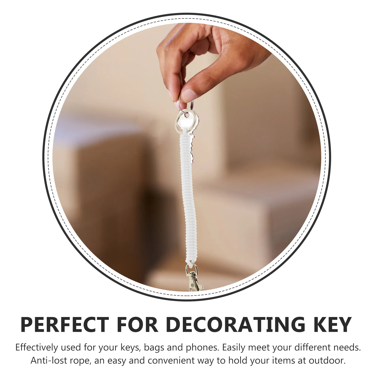 

6pcs Anti-lost Rope Bracelet Spring Keychain Coil Retractable Elastic Key Ring Wrist Keychains for Women Outdoor for Birthday