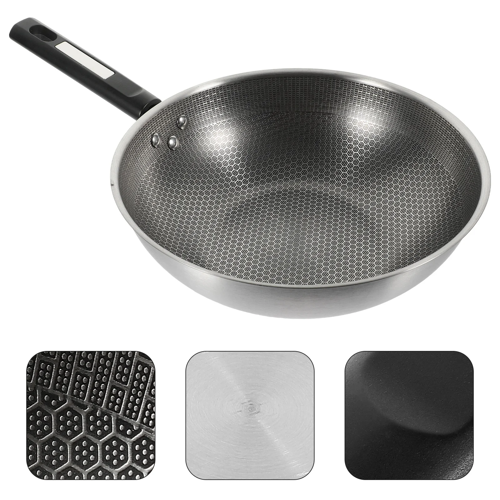 

Stainless Steel Wok Egg Frying Pan Honeycomb Grilled Pans for Eggs Non Stick Fried
