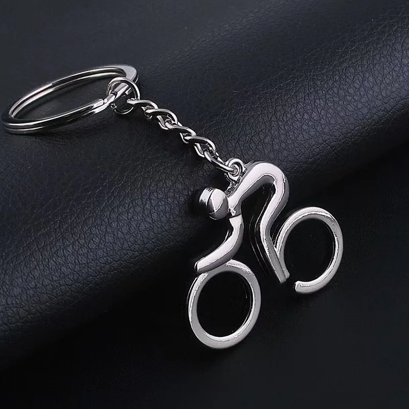 1pcs Sport Man Keychain Metal Bicycle Bike Cycling Riding Keyring Key Chains Hanging Accessories