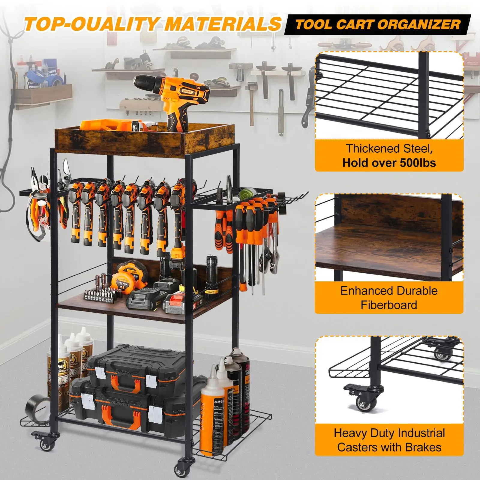 

Power Organizer for Garage Storage | Rolling Organizer & Utility Shelves for Sheds, Closets & Supplies