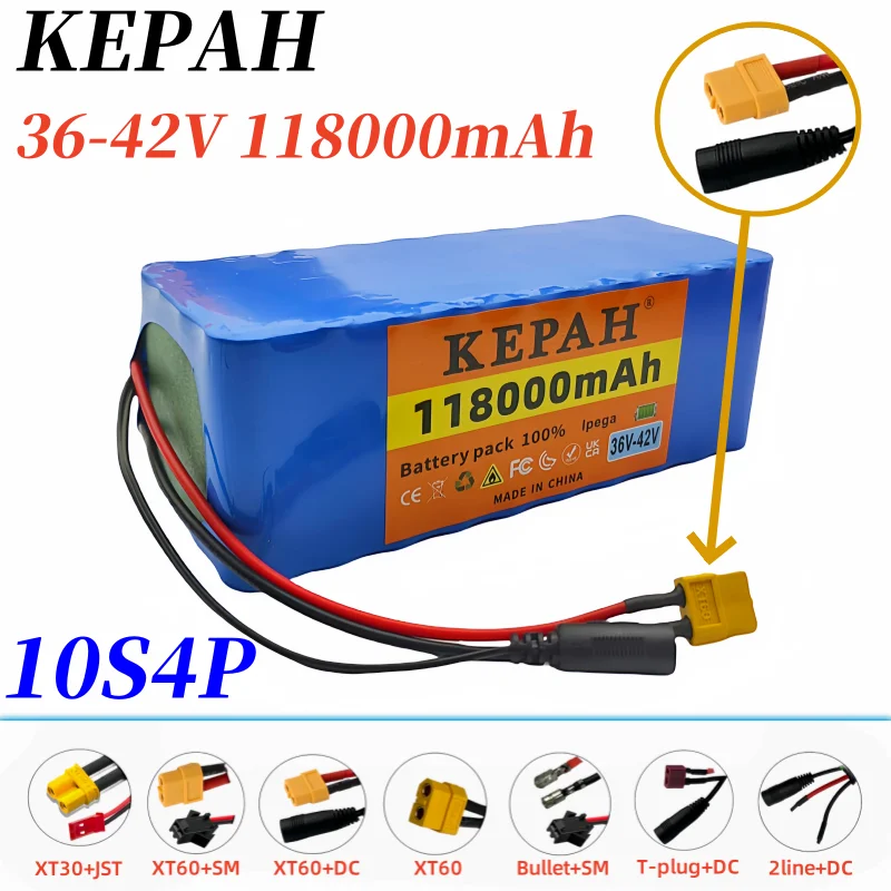 KEPAH 10S4P 36V-42V 118000mAh Electric Scooter Lithium Battery lpega 18650 battery pack 36V 30Ah ,Powerful Battery