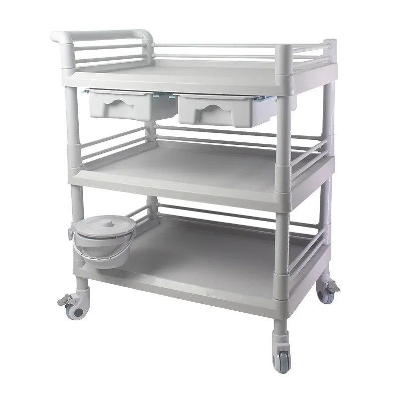 Medical Trolley Cart Beauty Salon Equipment ABS Treatment Cart Nail Hair Clinic Instrument Carrier Medical Mobile Stand Cart