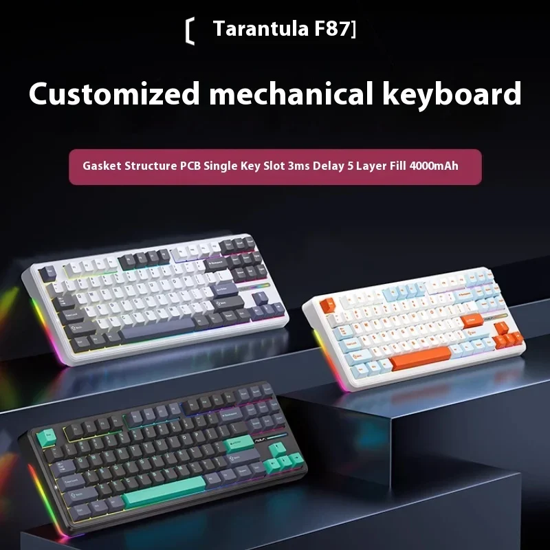 

Игровая механическая клавиатура AULA F87 Pro, 75% раскладка, индивидуальная RGB-клавиатура с возможностью горячей замены, Bluetooth, беспроводная/проводная клавиатура 4000/8000/10000 мАч