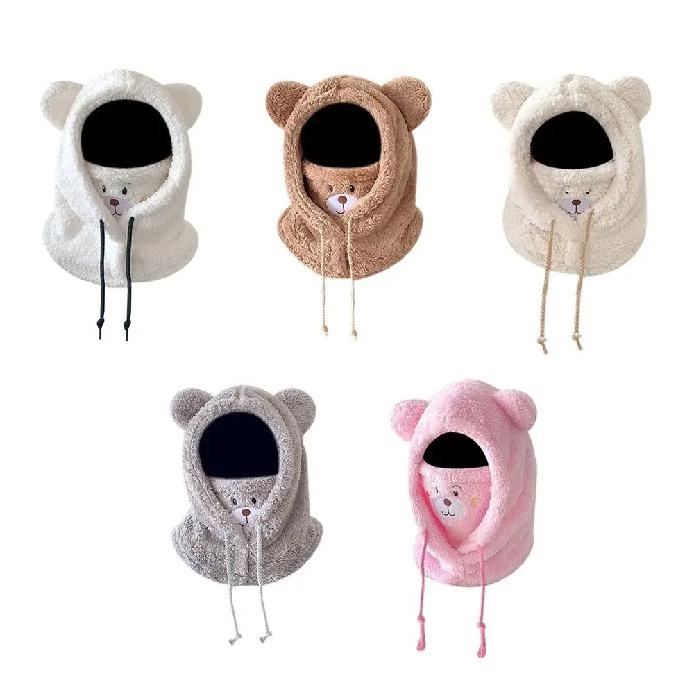 قبعة عصرية على شكل آذان الدببة القطيفة سميكة مقاومة للرياح قبعات شتوية كرتونية تحافظ على الدفء قبعة بيني للنساء والفتيات