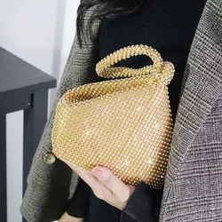 Mini bolso de mano con diamantes de plata brillante para mujer, bolso de noche para mujer, bolso de fiesta para mujer, bolso de boda, bolso de mano y monedero de cristal brillante