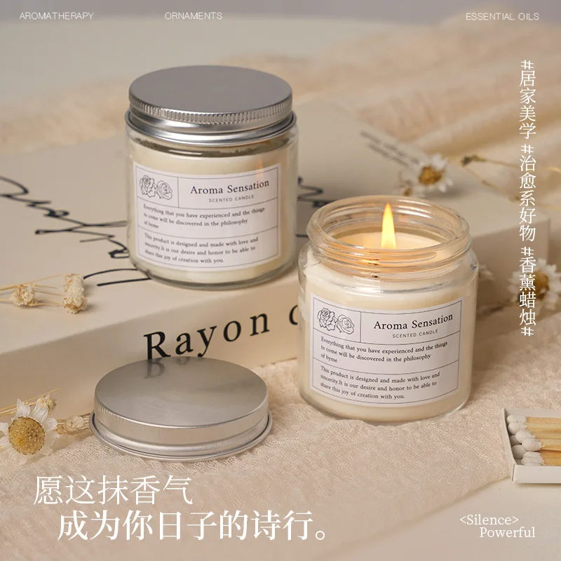 6x7cm Transparent Glass Cup Scented Candle, Smokeless Elegant Soy Wax, Portable Travel Set Bedroom Scented  High-end Souvenir
