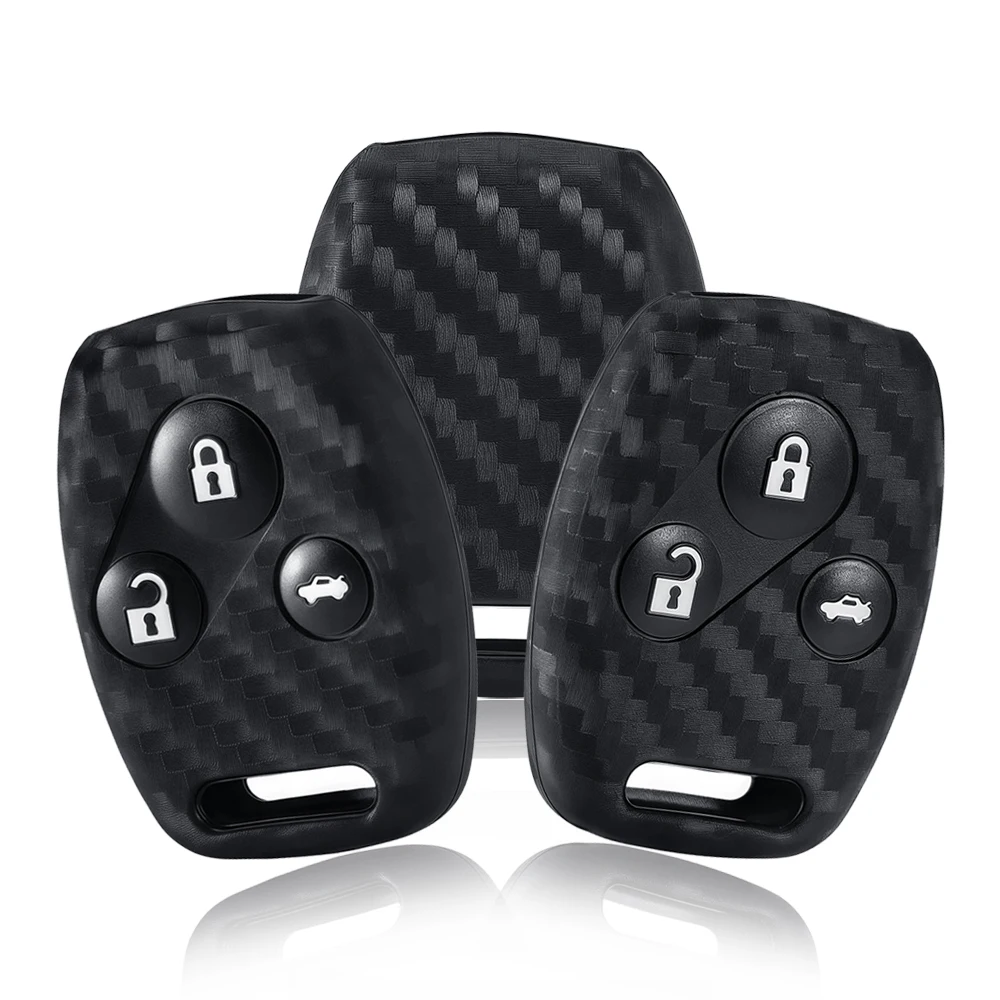 

3 buttons Silicone Car Remote Key Fob Case for Honda Civic 4D Jazz Gr8 CR-V SRV FRV Fit CSX Chord 7 Accord Emblem Extra Screw