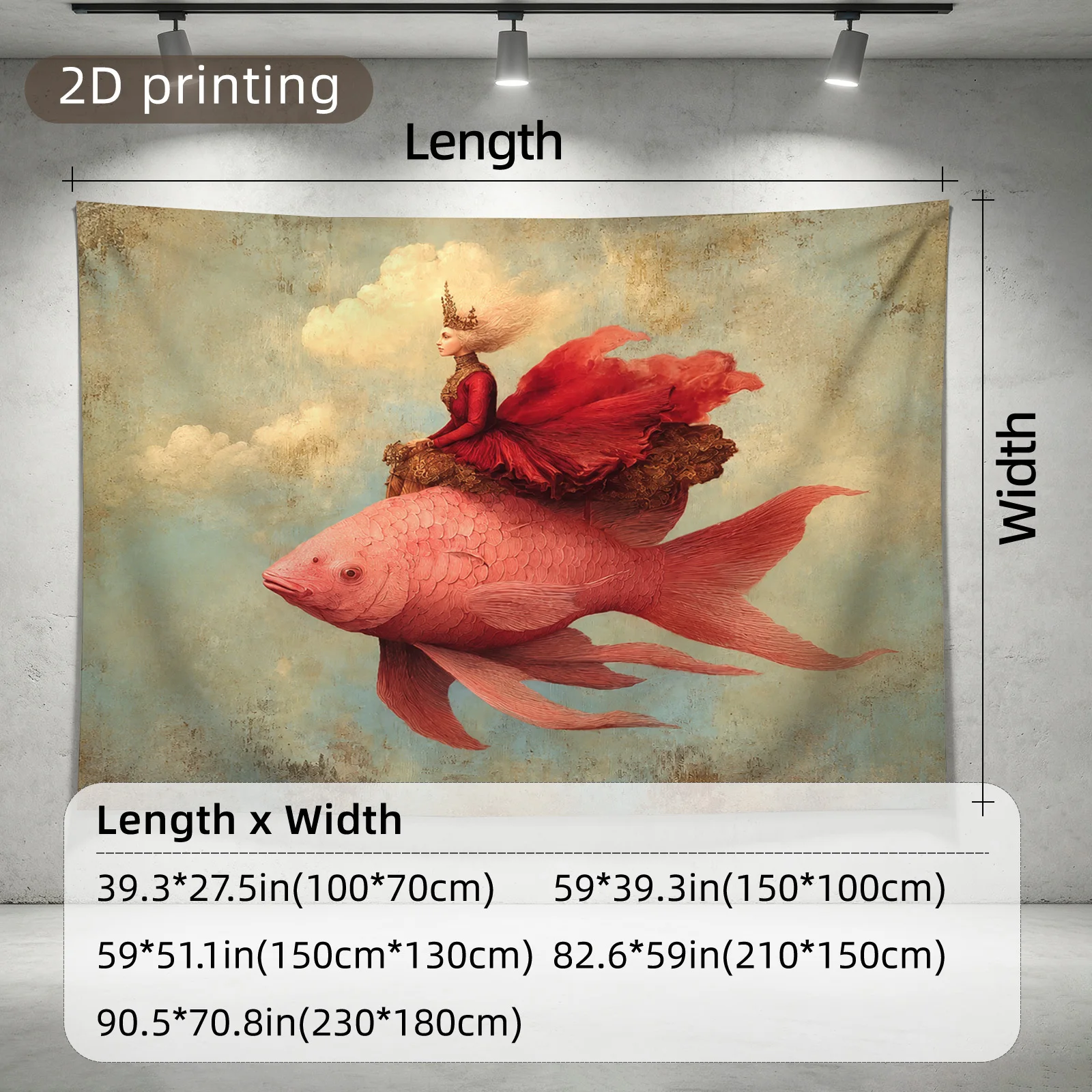 Luxury Fantasy Mermaid Fish Tapestry Wall Hanging Decor for Living Room Ocean Mythological Art Anime Koi Backdrop Polyester Prin