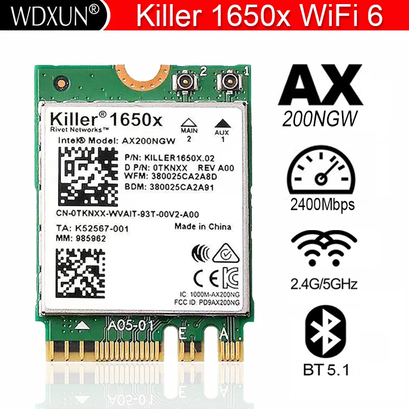 

Intel killer 1650X dual band 2400M Bluetooth 5.1 notebook or desktop Gigabit wireless network card transcend AX200 support win11