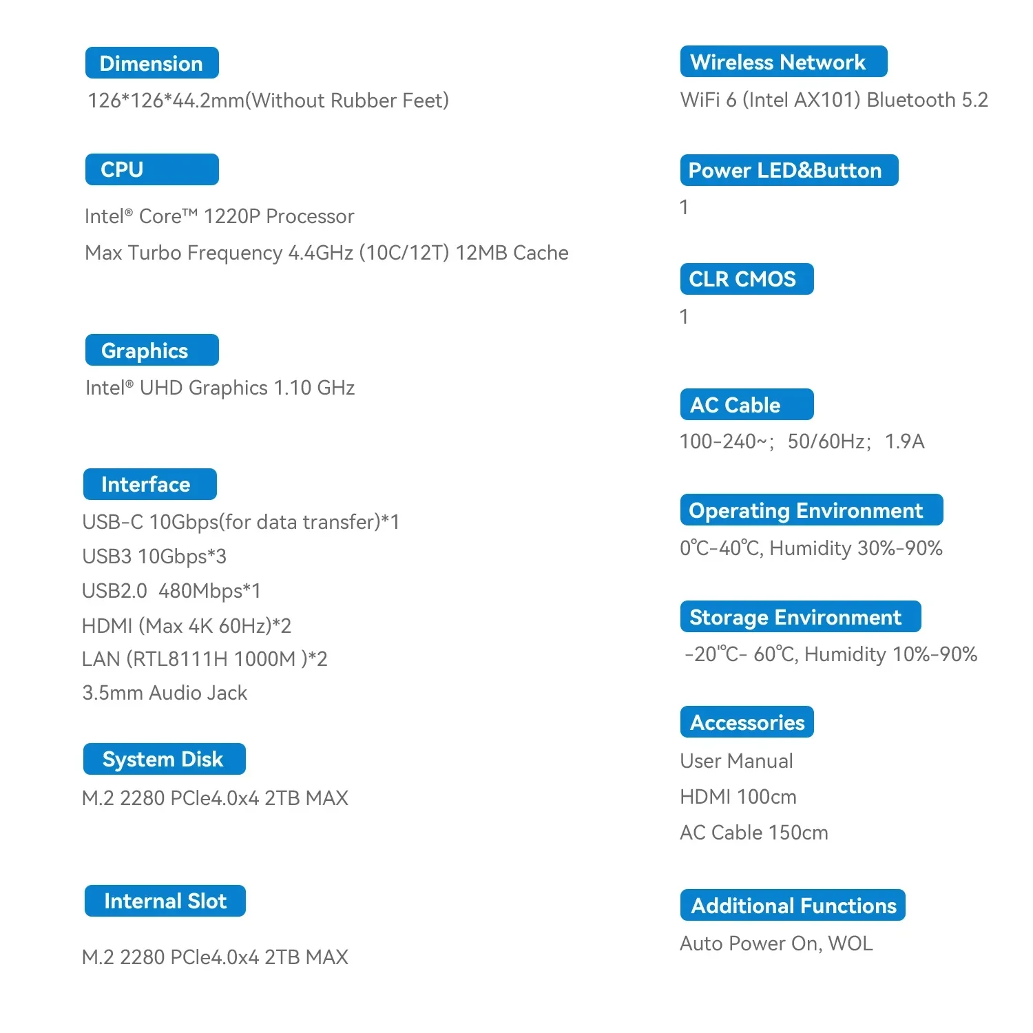 EQI12 Office Mini PC Intel Core 1220P i5-12450H i7-12650H RAM 24GB DDR5 500GB 1TB SSD Wifi6 BT5.2 Laptop Gamer Computer