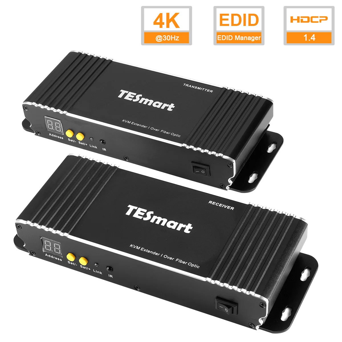 TESmart ODM HDMI Splitter Extender 20 KM RS232  IR signal pass through up to 3840*2160@30Hz KVM Extender over Fiber optic cable