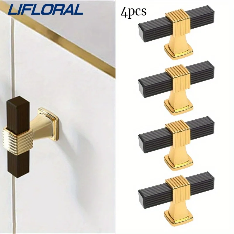 4 ชิ้นแฟชั่นตู้ครัวลูกบิดและมือจับโลหะผสมสังกะสียาวเฟอร์นิเจอร์ตู้ประตูดึงฮาร์ดแวร์