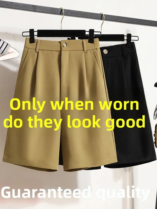 plus Size Casual Pants Women Summer New Loose Belly Covering Slimming Drapey Wide Leg Short Trousers Commute Style High Waist